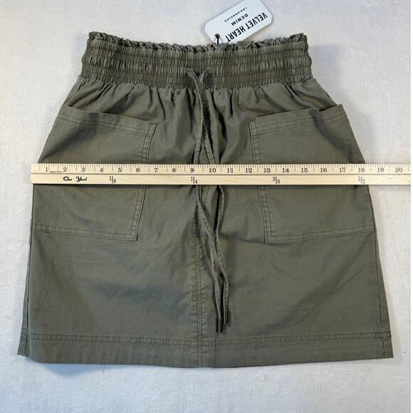 Velvet Heart Green Khaki Cargo Paperbag Waist Tie Cargo Mini Skirt Small - Picture 8 of 9